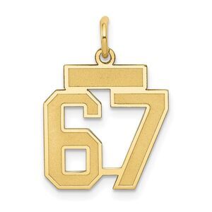 14k Yellow Gold, Jersey Collection, Small Number 67 Pendant